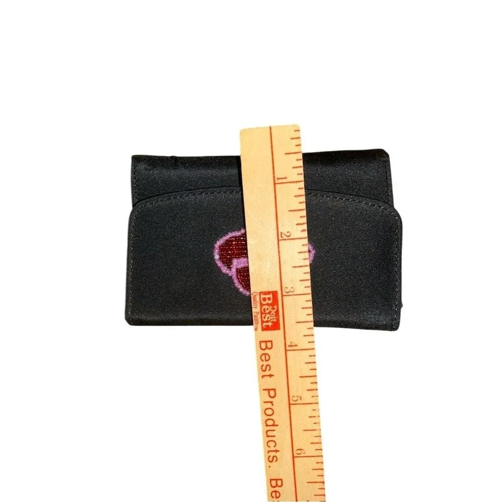 Red Hat Society Women's Beaded Coin‎ Wallet Black Credit Card Holder kiss change